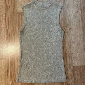Nygard Collection Mock Turtleneck Tan Gold Sweater Tank Top